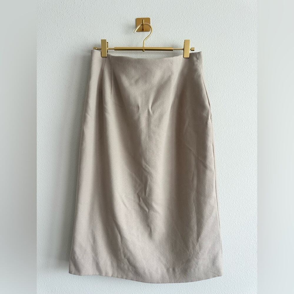 Vintage Rena Rowan for Saville 100% Wool Pencil Skirt – Beige Minimalist Size 12